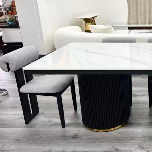 Golden Black Full Cylinder Dining Sintered Stone Dining Table, 2m, 2,2m & 2.4m