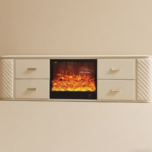 2m Sintered Stone Gold Frame TV Entertainment Unit with Fireplace - customisation available