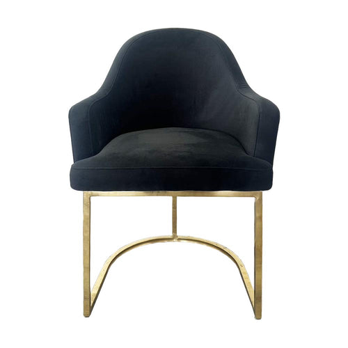 Dark Black Velvet Gold Stand Dining Chair - C205 Beige Velvet