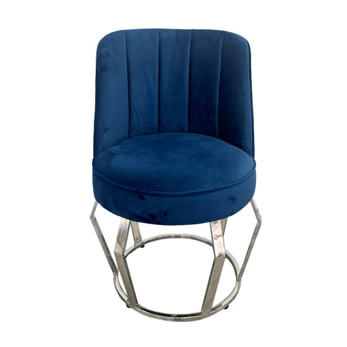 Blue Velvet Silver Polygon Stand Dining Chair - C245 Blue Velvet