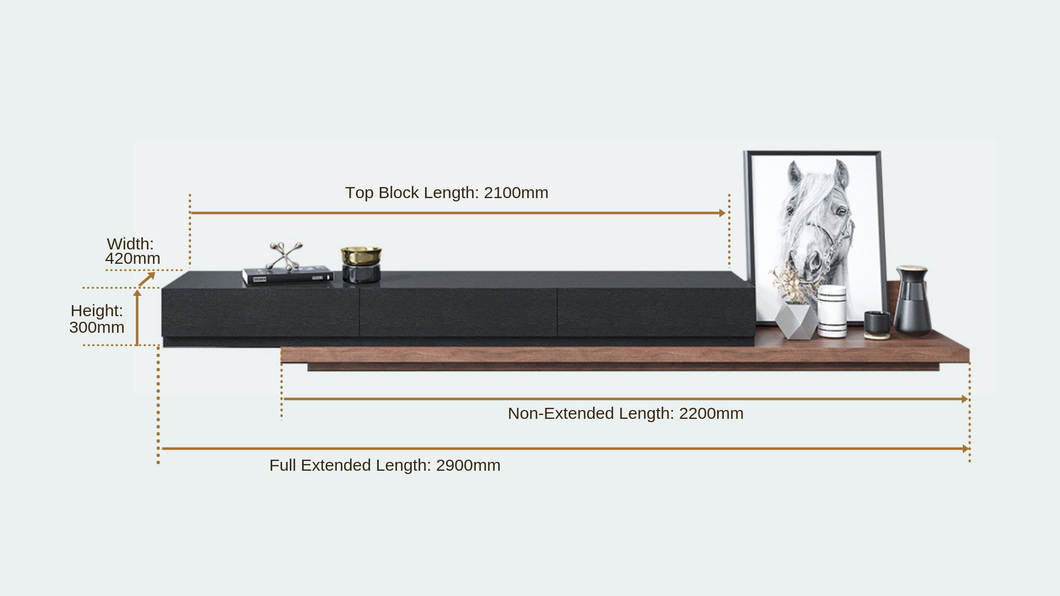 Modern L Style Extendable TV Unit or Matched Colour Pop-Up Multi Space Coffee Table Black Walnut TV Unit