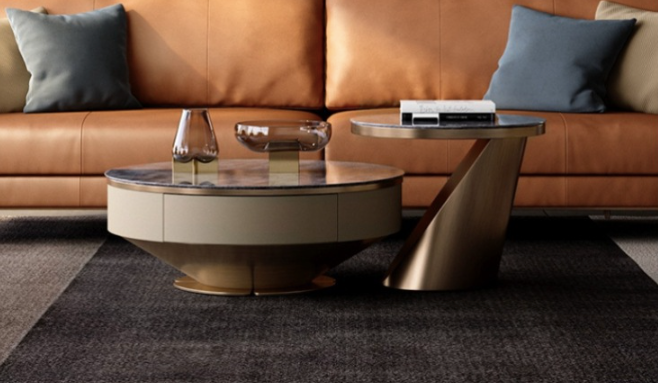 Modern Basket Style Sintered Stone TV Unit & Nesting Coffee Table