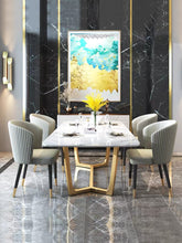 V Style Gold/ Silver Stainless Frame Dining Table with New Marble / Sintered Stone