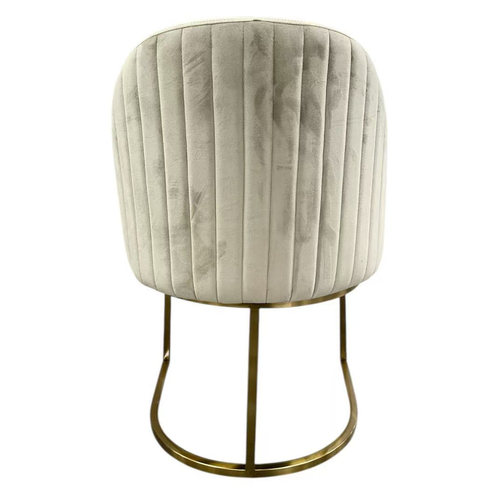 Beige Velvet Gold Stand Dining Chair - C205