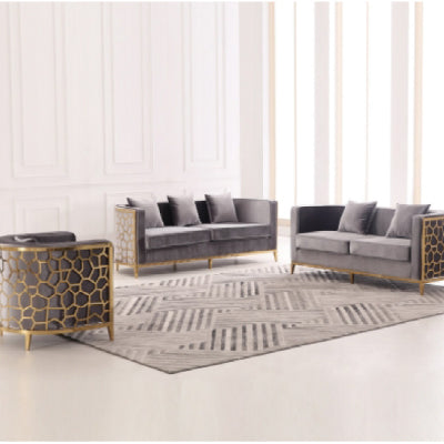 Grey Velvet with gold Lounge Set L1023