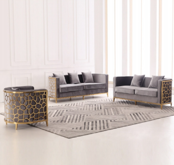 Grey Velvet with gold Lounge Set L1023