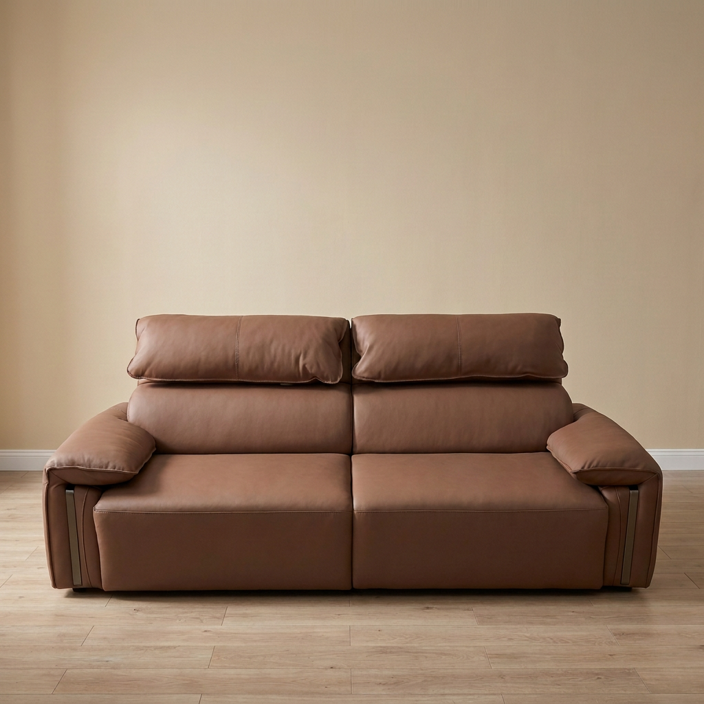 Brown Leather Electric sliding seat Sofa Bed 2.5 Seater/ 4.5 Seater 2.5 Seater (2 sliding) - Brown Leather - 225cm x 105cm x 95 cm