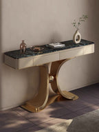 Stylish Curve Edge Sintere Stone Top Or Drawers Flower Butterfly Console/ Hallway Table Drawers console