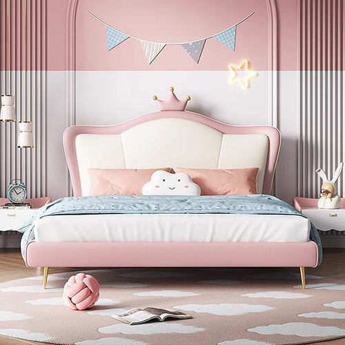 Little Princess Pink Leather Bed Frame Double Size Kid's bed