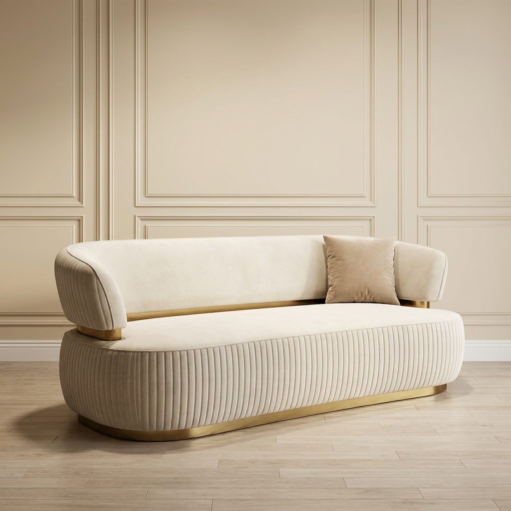 Beige Velvet with gold Lounge Set L2027