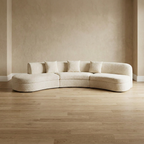 Creamy White Boucle / Velvet Curved Lounge