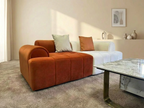On Sale! Marshmallow Sofa Orange & White Velvet