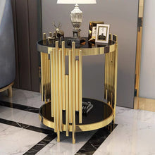 Golden Strip Side Table - Sintered Stone/ Marble Top