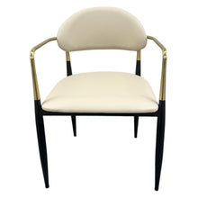 Beige Leather with Gold and Black Frame Dining Chair