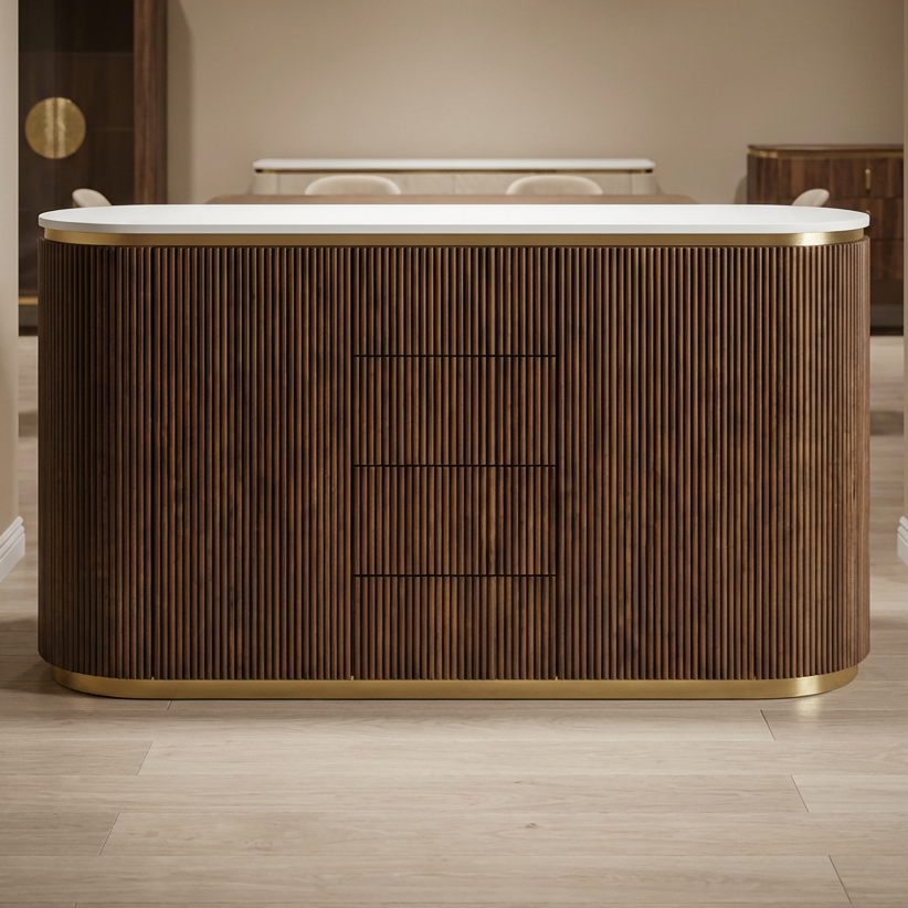 Aurelia Walnut & Gold Buffet Table/ Dresser