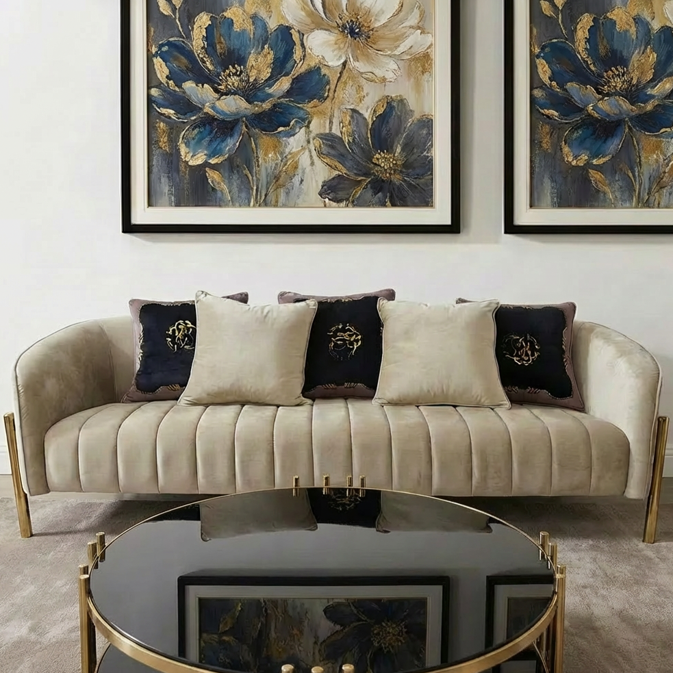 Beige Velvt Lounge Set L2017