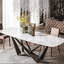 Butterfly Style Stand Dining Table with Shiny Sintered Stone / Marble