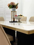Golden Black Full Cylinder Dining Sintered Stone Dining Table, 2m, 2,2m & 2.4m