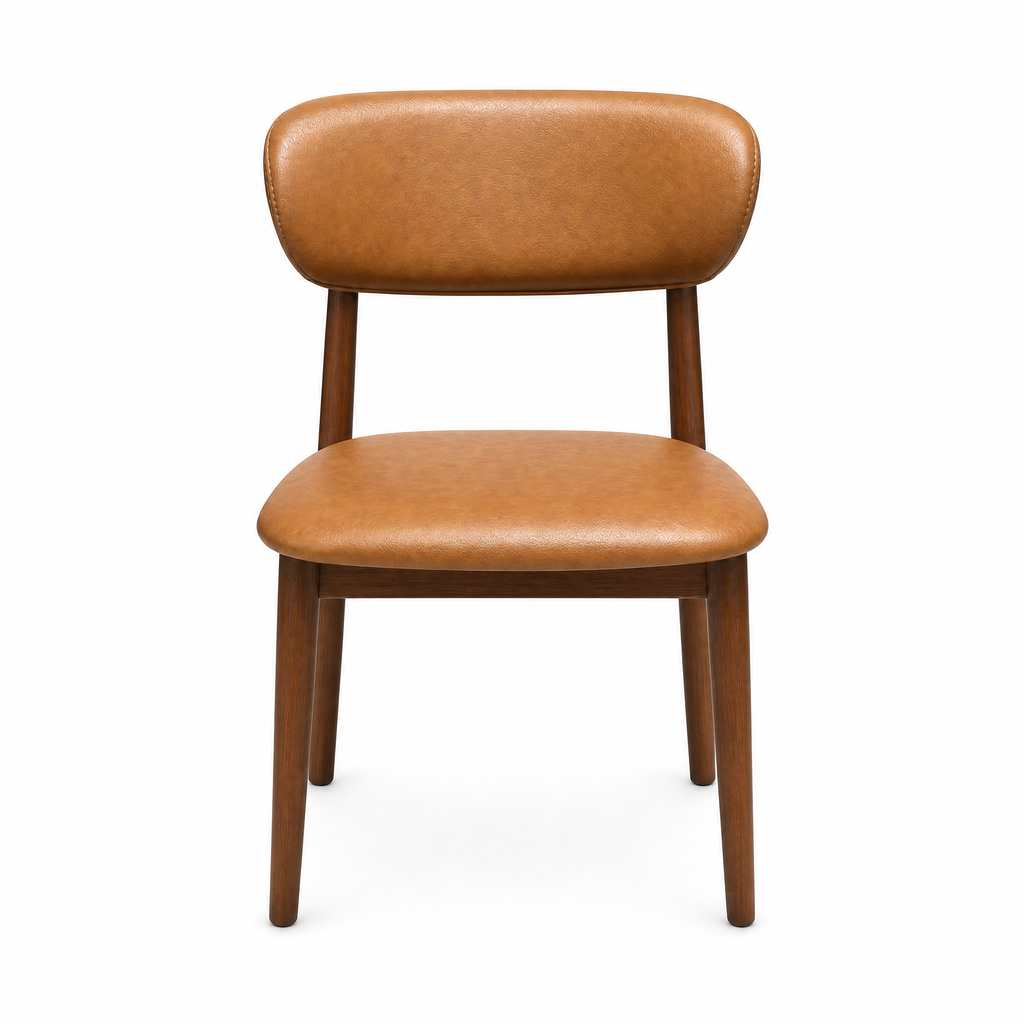 Walnut Colour timber frame with brown oil-waxed Leather Dining Chair