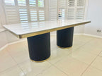 Golden Black Full Cylinder Dining Sintered Stone Dining Table, 2m, 2,2m & 2.4m