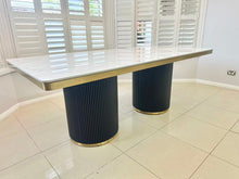 Golden Black Full Cylinder Dining Sintered Stone Dining Table, 2m, 2,2m & 2.4m