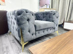 Tufted grey velvet lounge