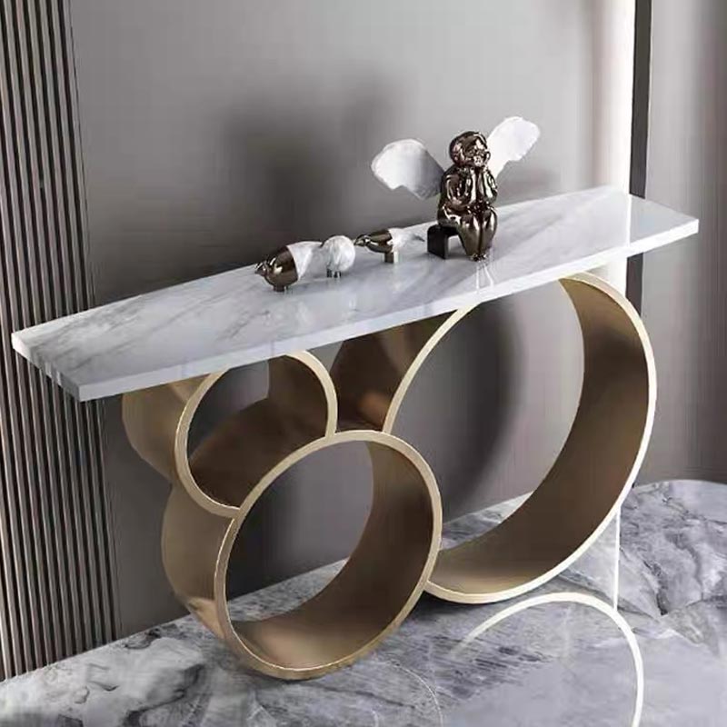 Triple Circles Console/ Hallway Table Marble Top