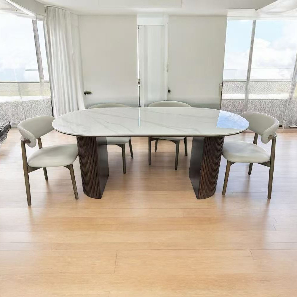 Half Cylinder Walnut/ Black/ light brown natural Wood Colour Base with Sintered Stone or Marble Top