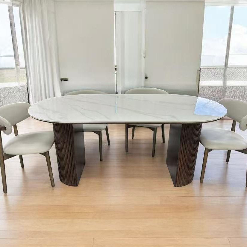 Half Cylinder Walnut/ Black/ light brown natural Wood Colour Base with Sintered Stone or Marble Top