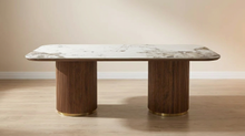 Golden Walnut Full Cylinder Dining Sintered Stone Dining Table, 1.6, 1.8m, 2m, 2,2m & 2.4m