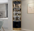 Tampered Glass Corner Display Shelf with gold frame Shelf White/ Black Black