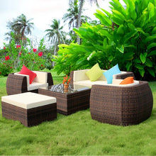 Outdoor Patio Rattan Lounge & Table Set