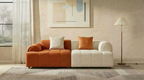 On Sale! Marshmallow Sofa Orange & White Velvet