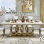 Large Rings Style Luxury Dining Table with Marble or Sintered Stone- 1.6m/ 1.8m/ 2m/ 2.2m/ 2.4m