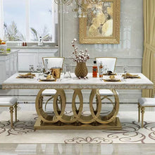 Large Rings Style Luxury Dining Table with Marble or Sintered Stone- 1.6m/ 1.8m/ 2m/ 2.2m/ 2.4m