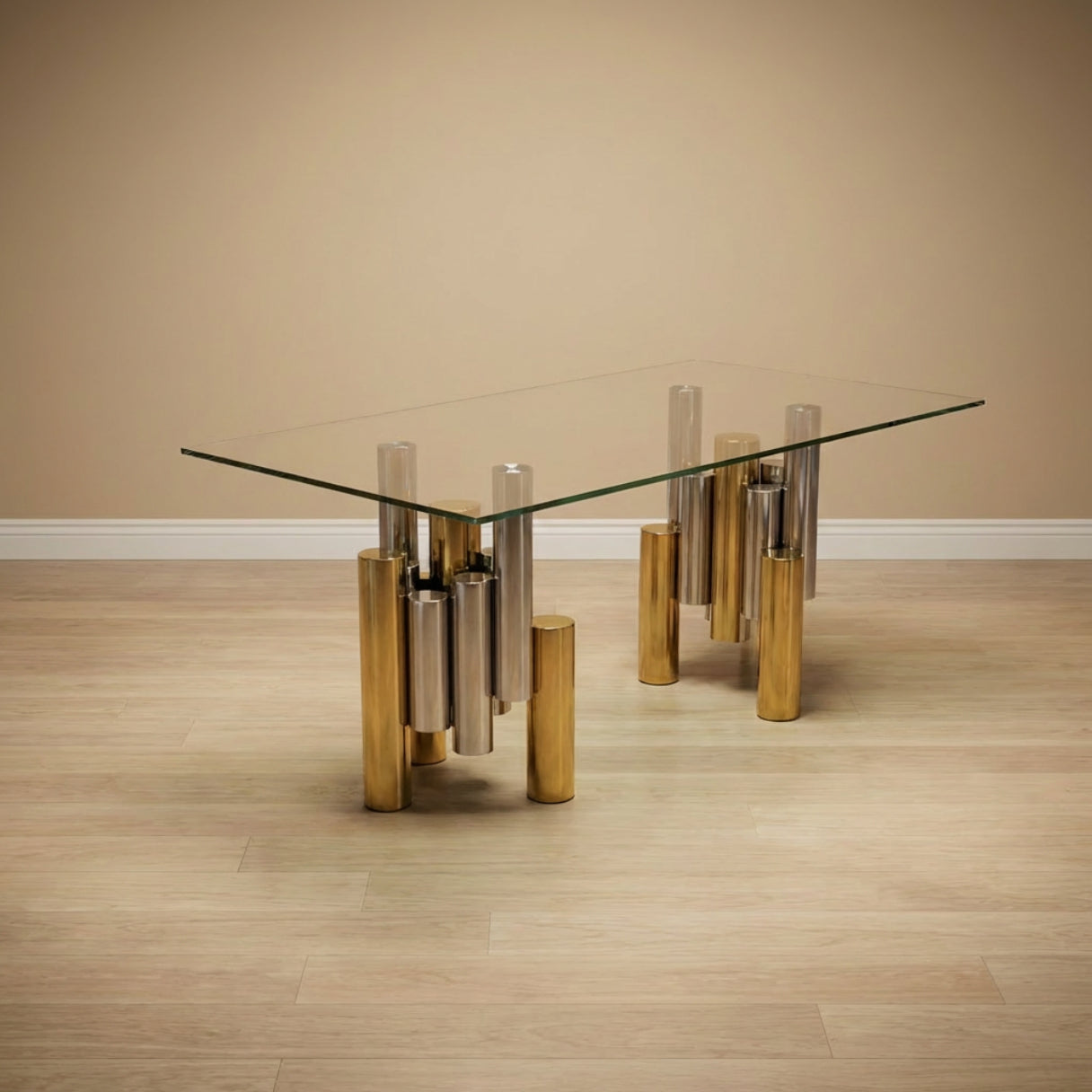 Gold & Silver  Dining Table with Tampered Glass 1.8m x 90cm