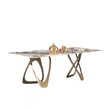 Double Cross Base Dining Table with Marble or Sintered Stone