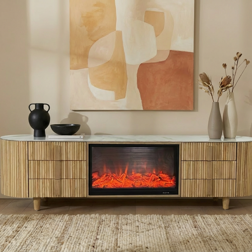 Wooden Oak/ Walnut/ Black colour Decorative Fireplace TV Unit 1.8,  2m, 2.2m & 2.4m