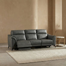 Floor Stock Sale! Grey Leather 3 seater with 1 Recliner Seat