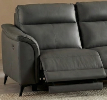 Floor Stock Sale! Grey Leather 3 seater with 1 Recliner Seat