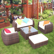 Outdoor Patio Rattan Lounge & Table Set