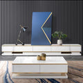 Sintered Stone High Gloss TV Unit Or Coffee Table White Sintered Stone Or Black Glass