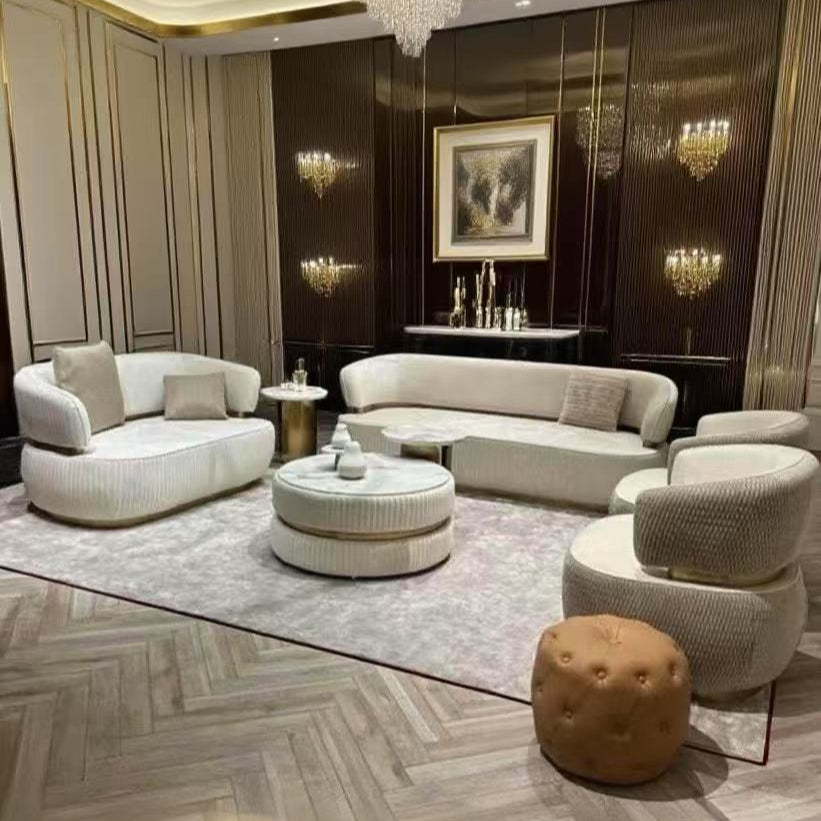 Beige Velvet with gold Lounge Set L2027