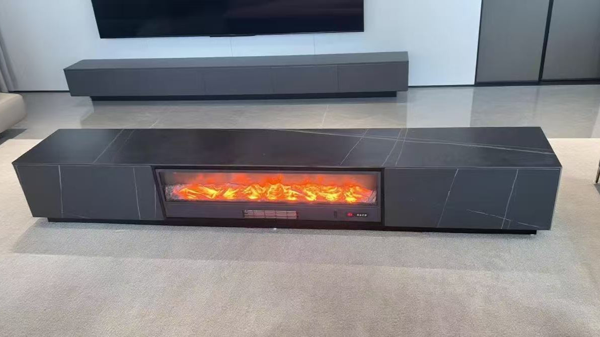 Heather or Decorative Fireplace TV Entertainment Unit with Sintered Stone  2m, 2.2m & 2.4m in Sydney