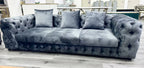 Tufted grey velvet lounge