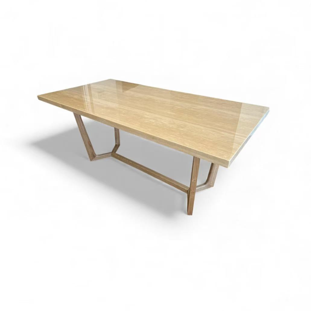 Nature Travertine Dining Table Glaze-Sealed Finish
