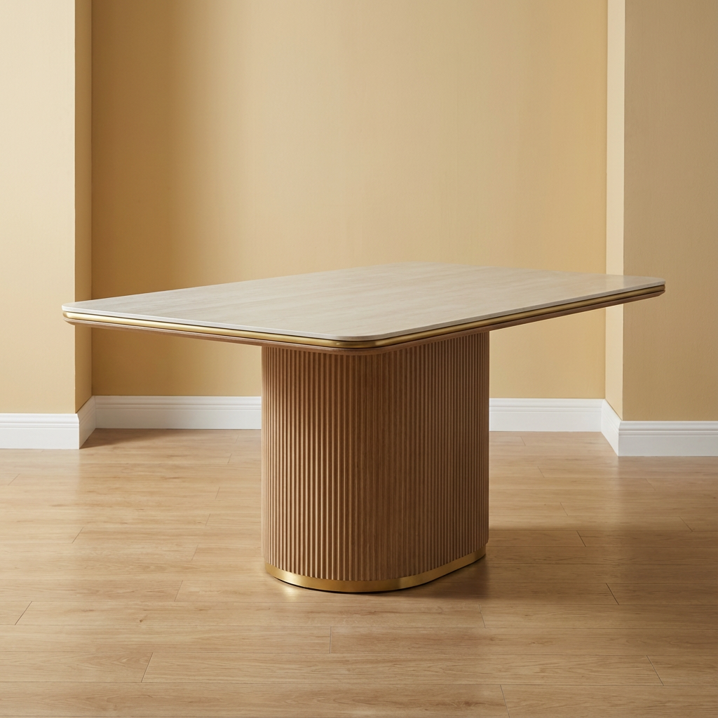 Oval Stand Wooden Dining Table with  Sintered Stone top 1.6m, 1.8m 2m, 2.2m & 2.4m