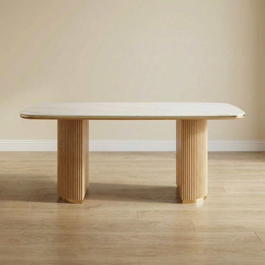 Golden Black Half Cylinder Dining Sintered Stone Dining Table, 1.6, 1.8m, 2m, 2,2m & 2.4m