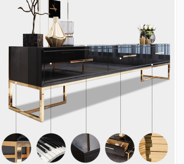 High Gloss Tempered Glass Top TV Unit / Coffee Table/ Buffet TV Unit