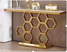 HoneyComb Style Console/ Hallway Table Sintered Stone/ Marble Top 1.5m Console